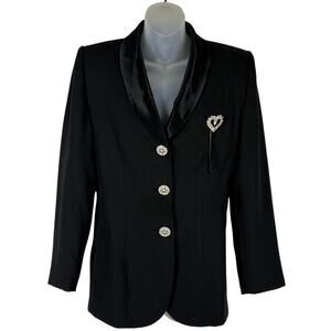 Vintage LILLIE RUBIN Criscione New York Rhinestone Buttons Heart Blazer Size XS